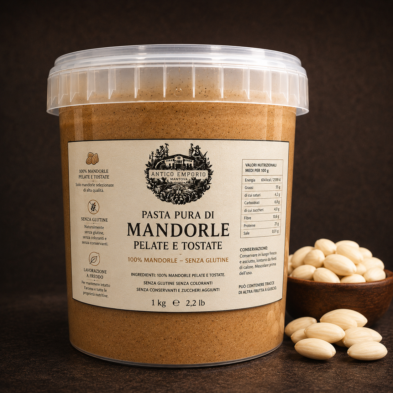 Pasta Pura di Mandorle Pelate e Tostate 1 Kg - Senza Glutine