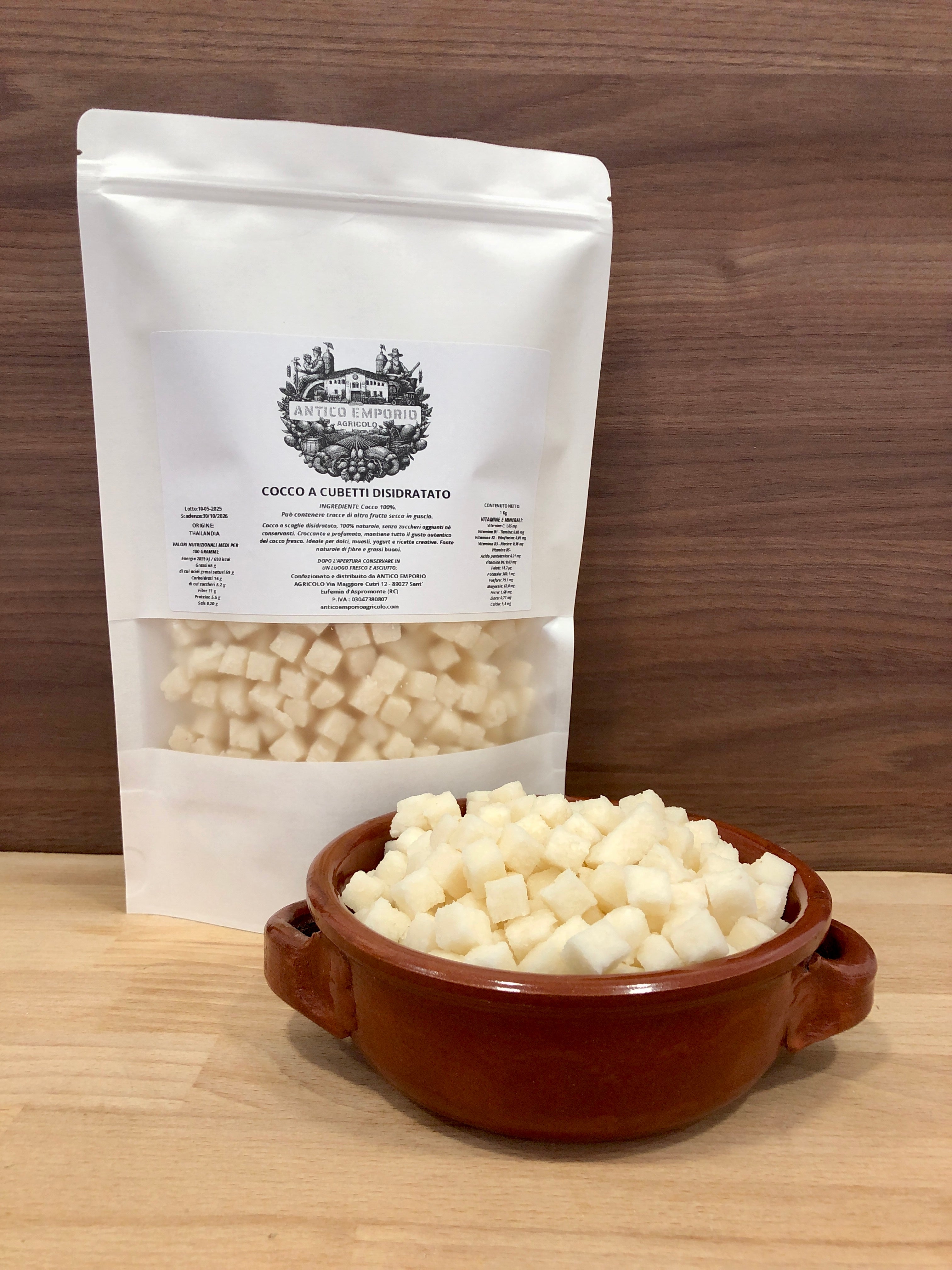 Cocco Naturale Disidratato a Cubetti Senza Zucchero