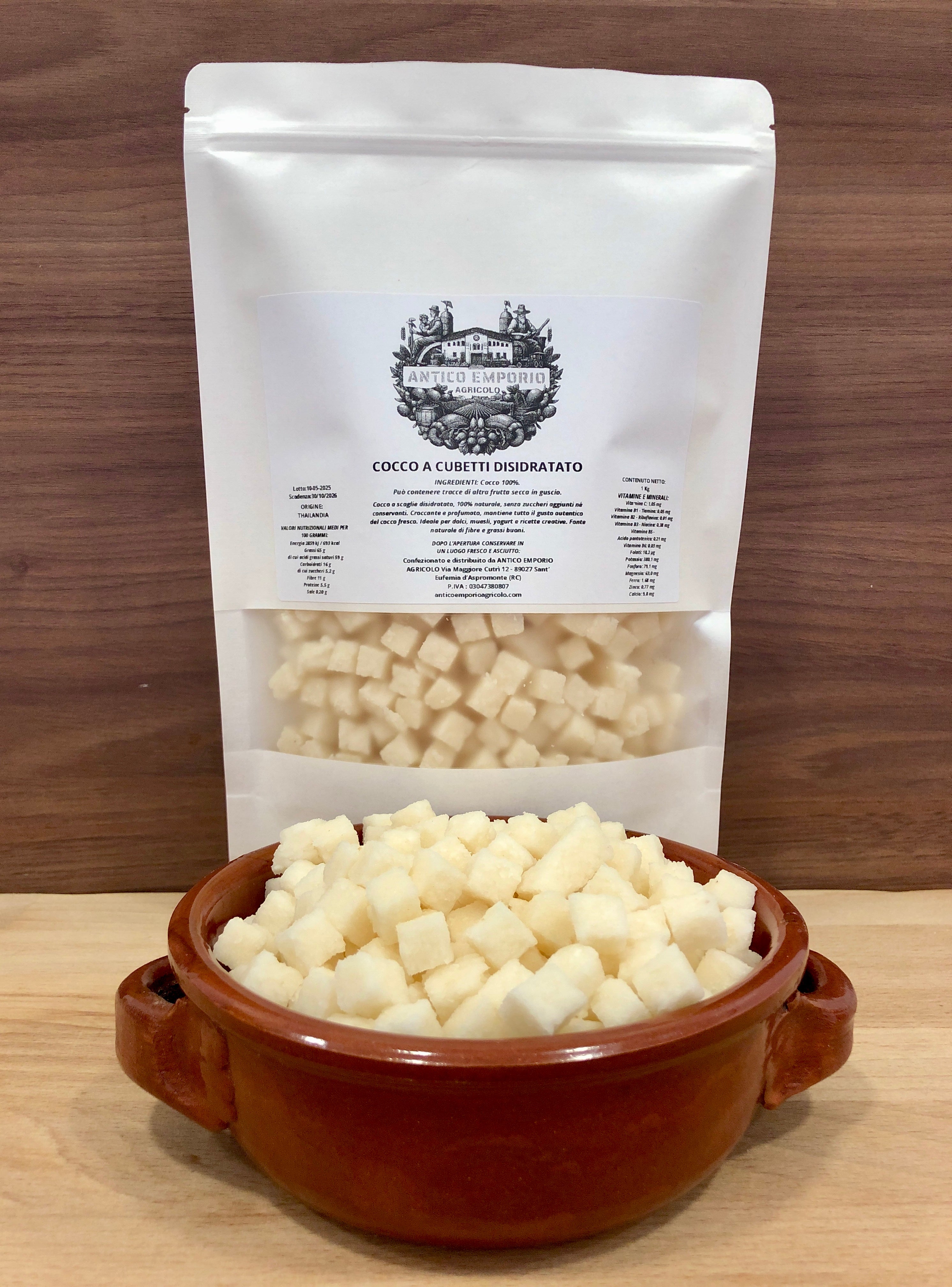Cocco Naturale Disidratato a Cubetti Senza Zucchero