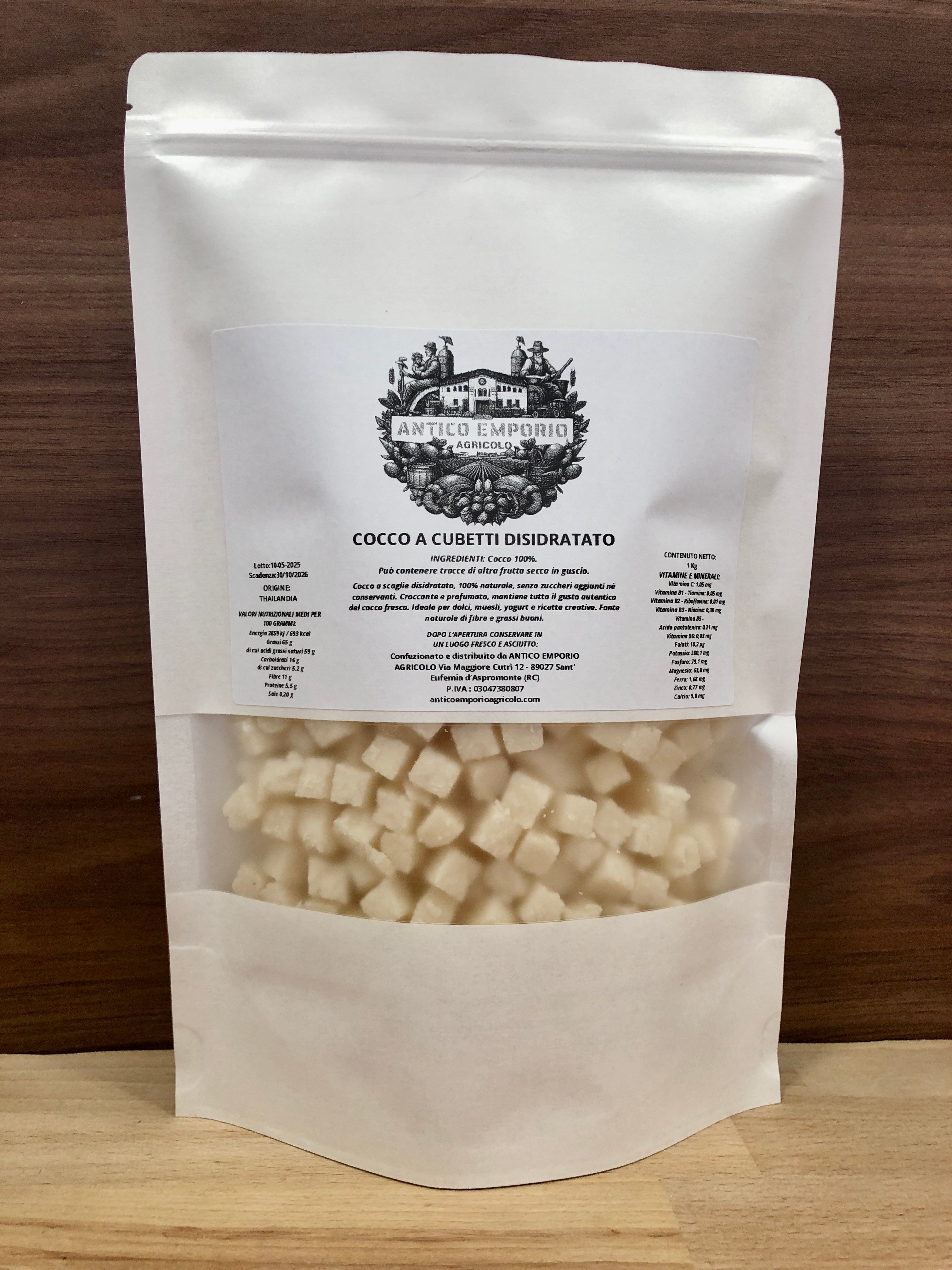 Cocco Naturale Disidratato a Cubetti Senza Zucchero