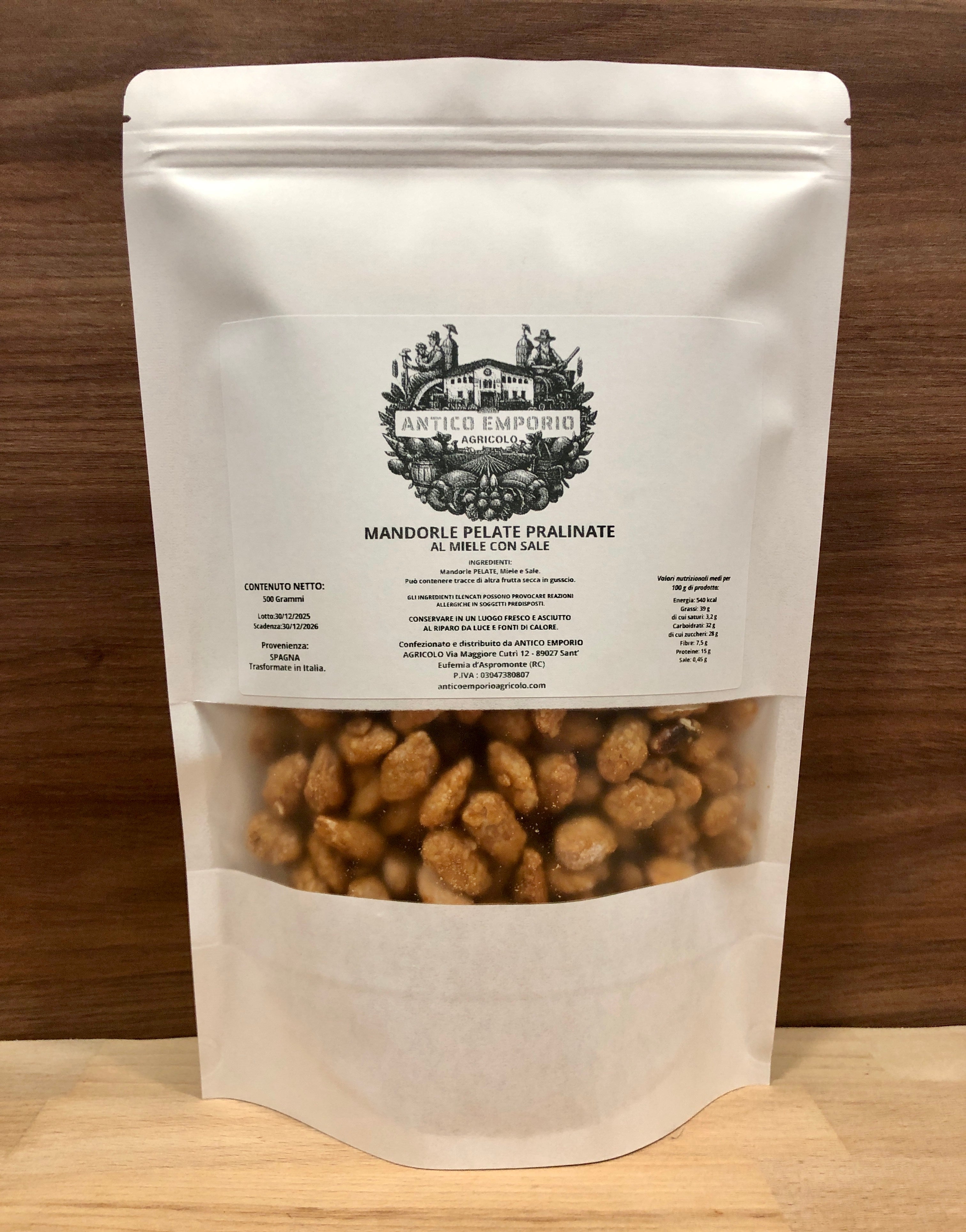 Mandorle Pelate Pralinate al Miele con Sale
