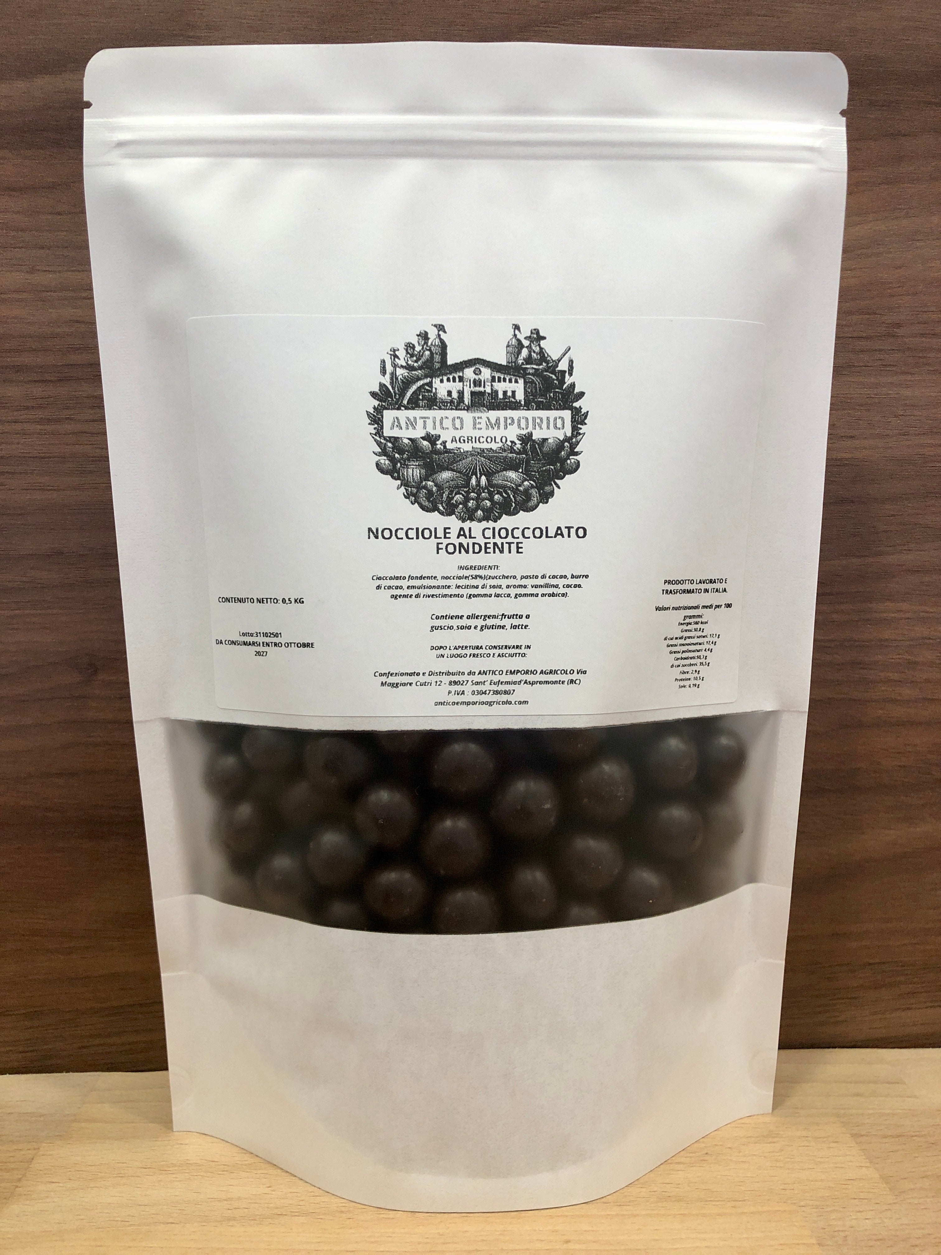 Nocciole Intere al Cioccolato Fondente