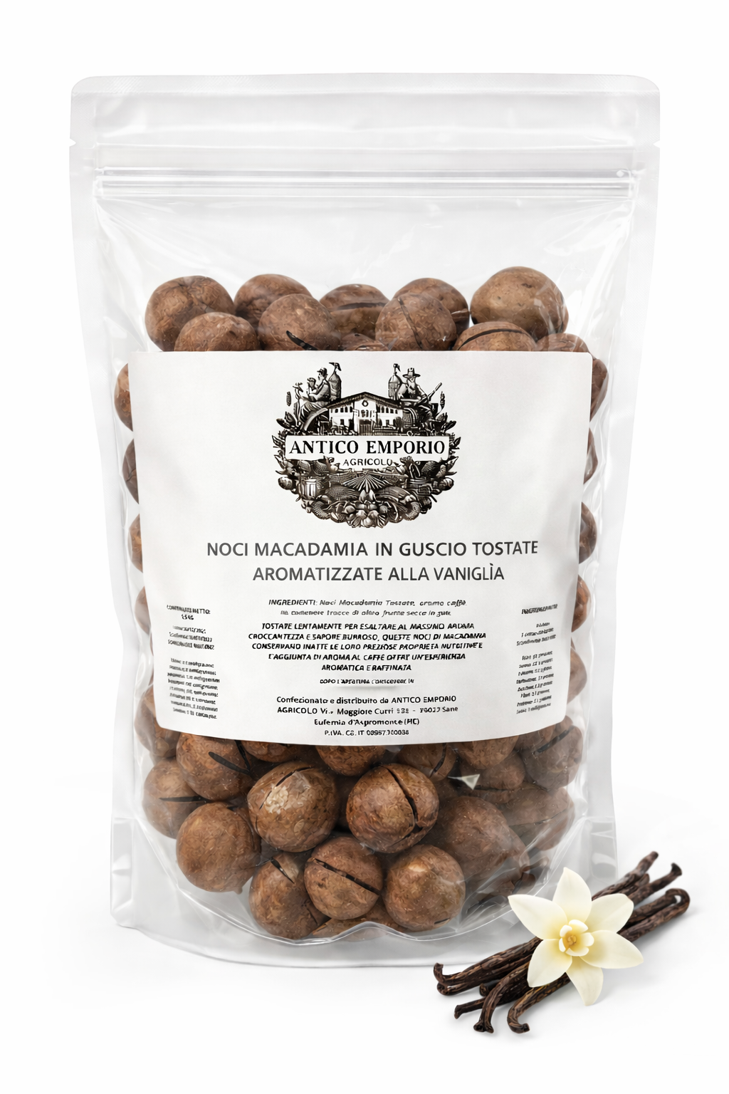 Noci Macadamia Aroma Vaniglia in Guscio Tostate - Pre-Crack