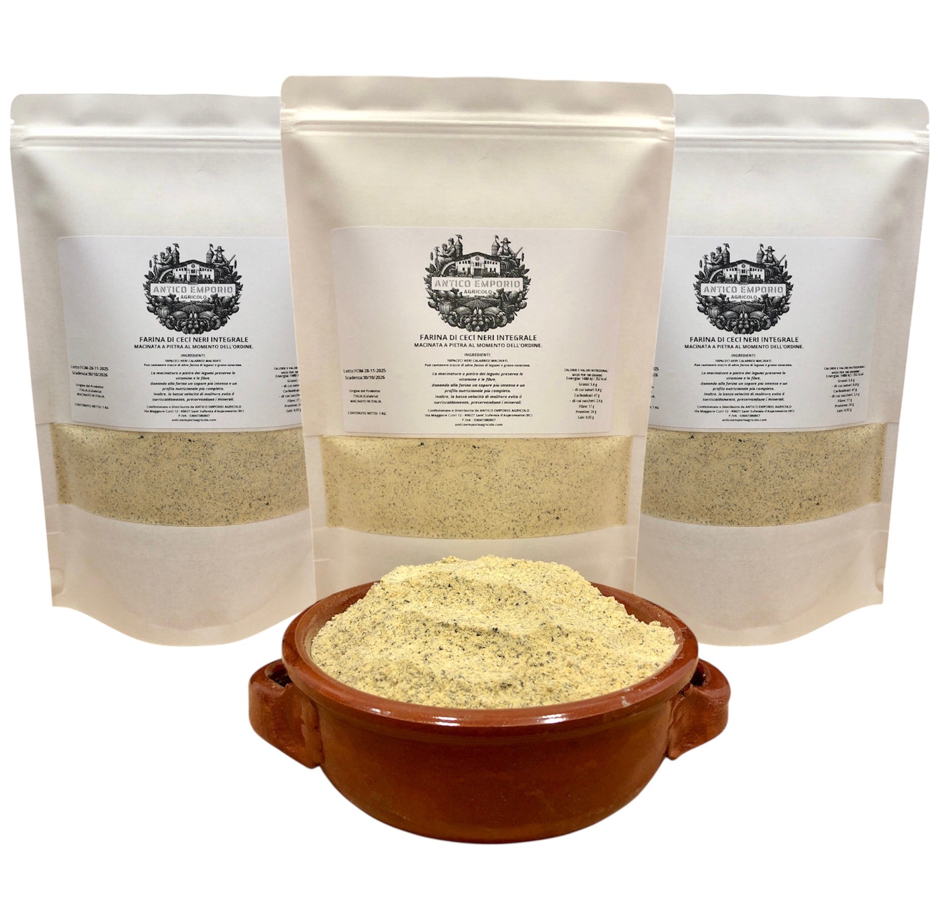 Farina di Ceci Neri Italiani (Calabresi) Integrale - Macinata a Pietra al Momento dell'Ordine