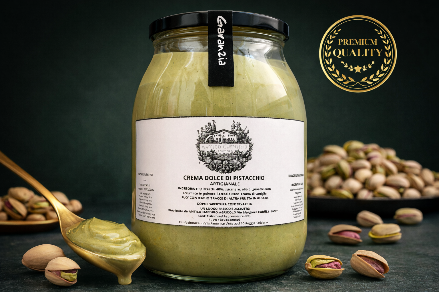 Crema di Pistacchio al 40% Dolce - Senza Glutine, Spalmabile e Artigianale
